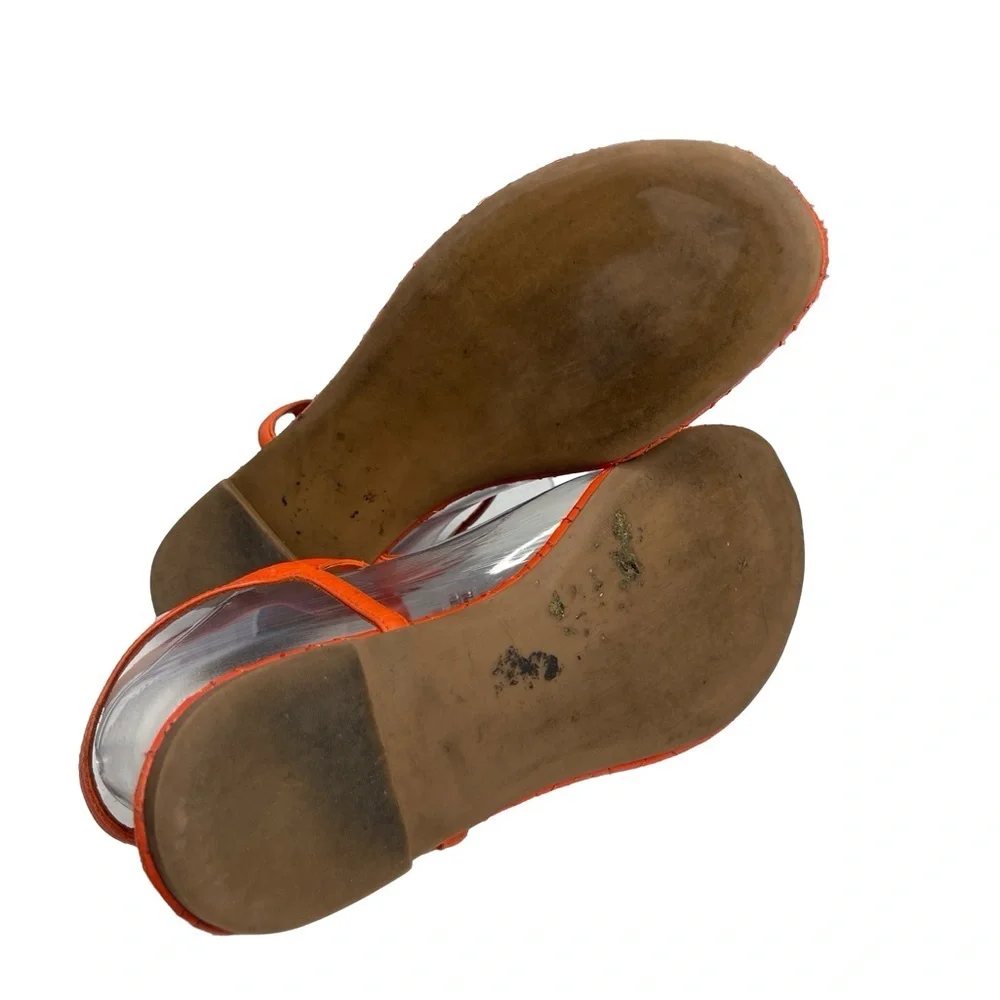 Tory Burch quilted poppy pumpkin Orange thong sandals women size 8/leather